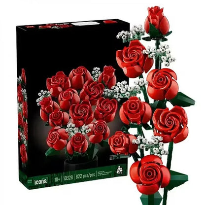 Compatible with Lego Bouquet Building Blocks New Assembled Ornaments Preserved Fresh Flower Valentine'S Day Toys Roses10328