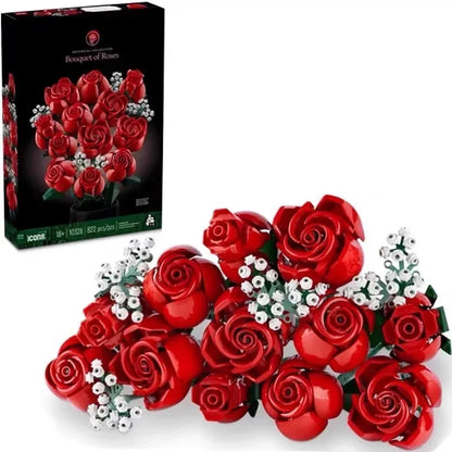 Compatible with Lego Bouquet Building Blocks New Assembled Ornaments Preserved Fresh Flower Valentine'S Day Toys Roses10328
