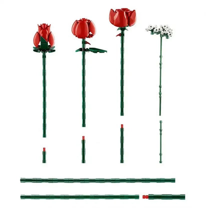 Compatible with Lego Bouquet Building Blocks New Assembled Ornaments Preserved Fresh Flower Valentine'S Day Toys Roses10328